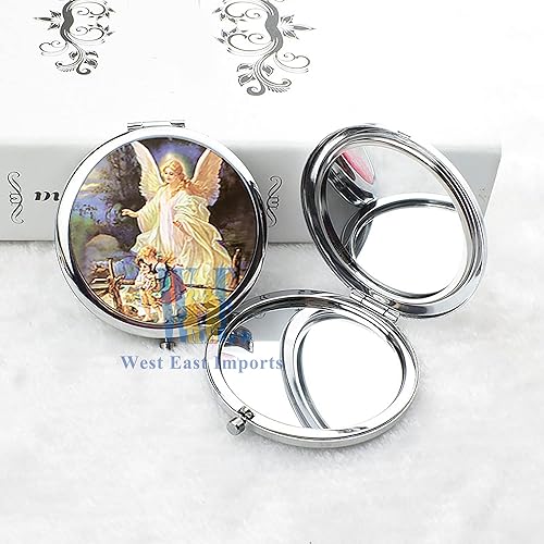 Miniatura 7 de 12 piezas de bautismo compacto espejo recuerdo bautizo recuerdos/ángel de la guarda maquillaje compacto/primera comunión vienen con bolsas de organza