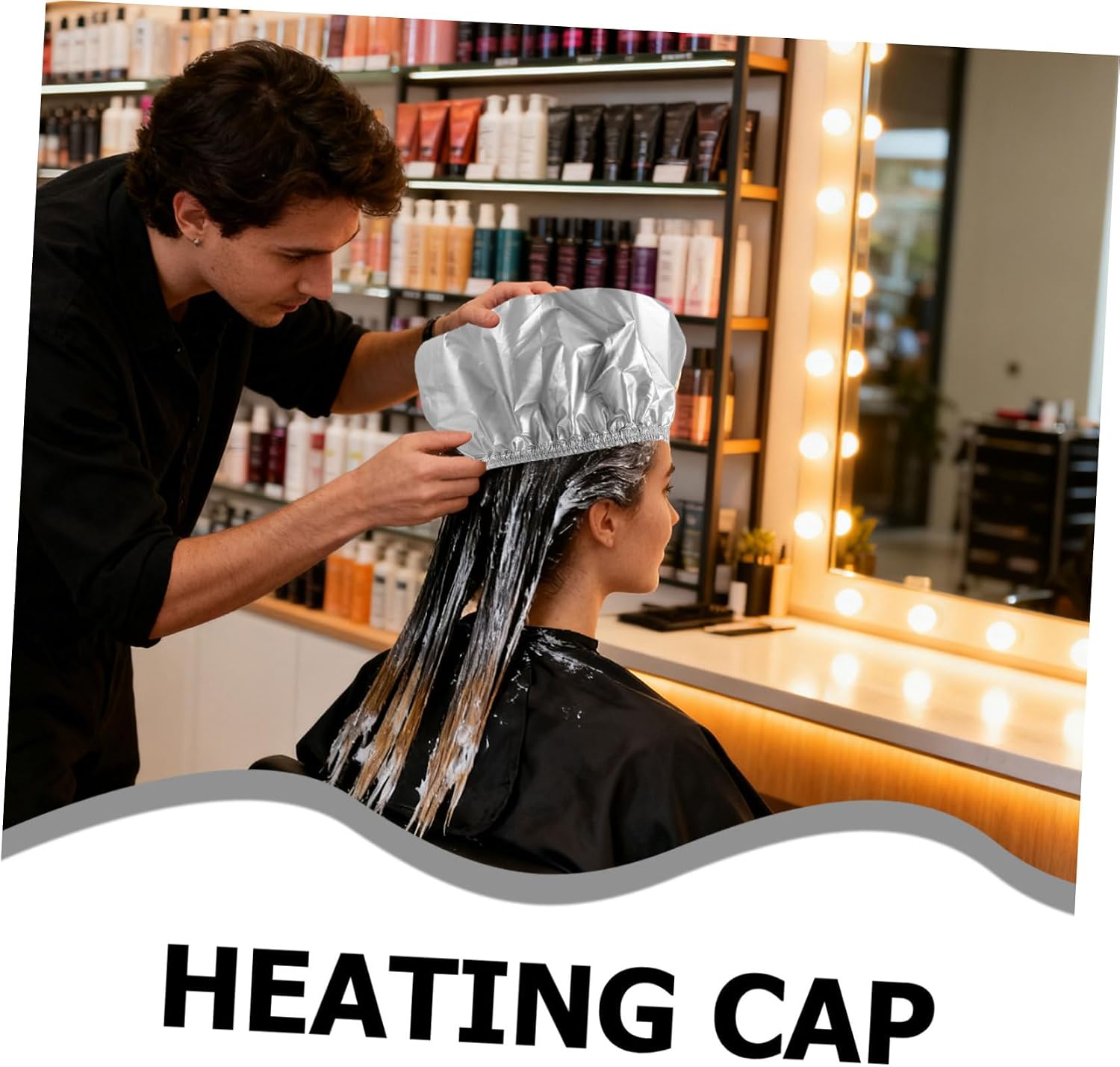 Toddmomy Hair Heat Cap Ergonomically Designed for Deep Conditioning and Oil Treatment with Rapid Even Heat Distribution Silver Plastic and Cloth Cap for Comfortable Home Use
