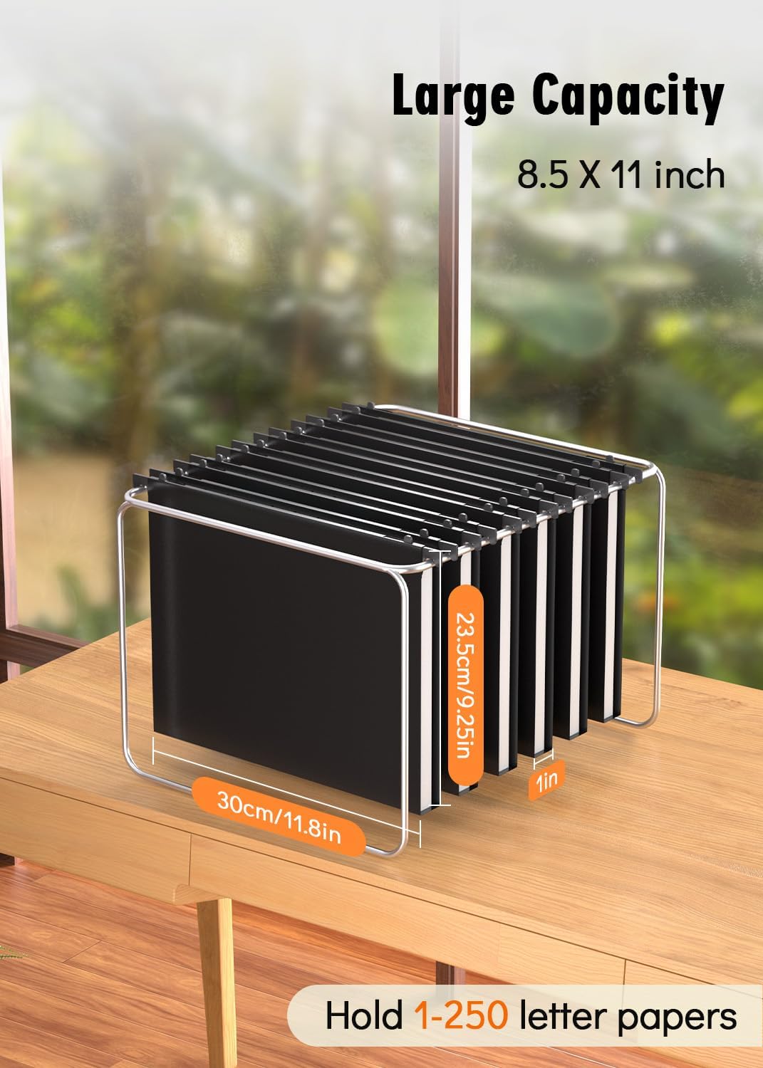 Extra Capacity Plastic Hanging File Folder, 12 Pack Reinforced Hang Folders Letter Size, Heavy Duty 1 Inch Expansion Filing Cabinet Folders, for Bulk Files, Medical Charts, Black