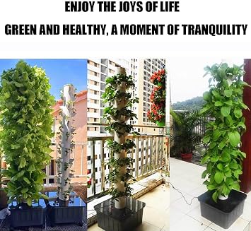Hydroponic tower, indoor herb, fruit and vegetable hydroponic growing system, aeroponic tower, hydroponic growing system 15 layers 45 holes