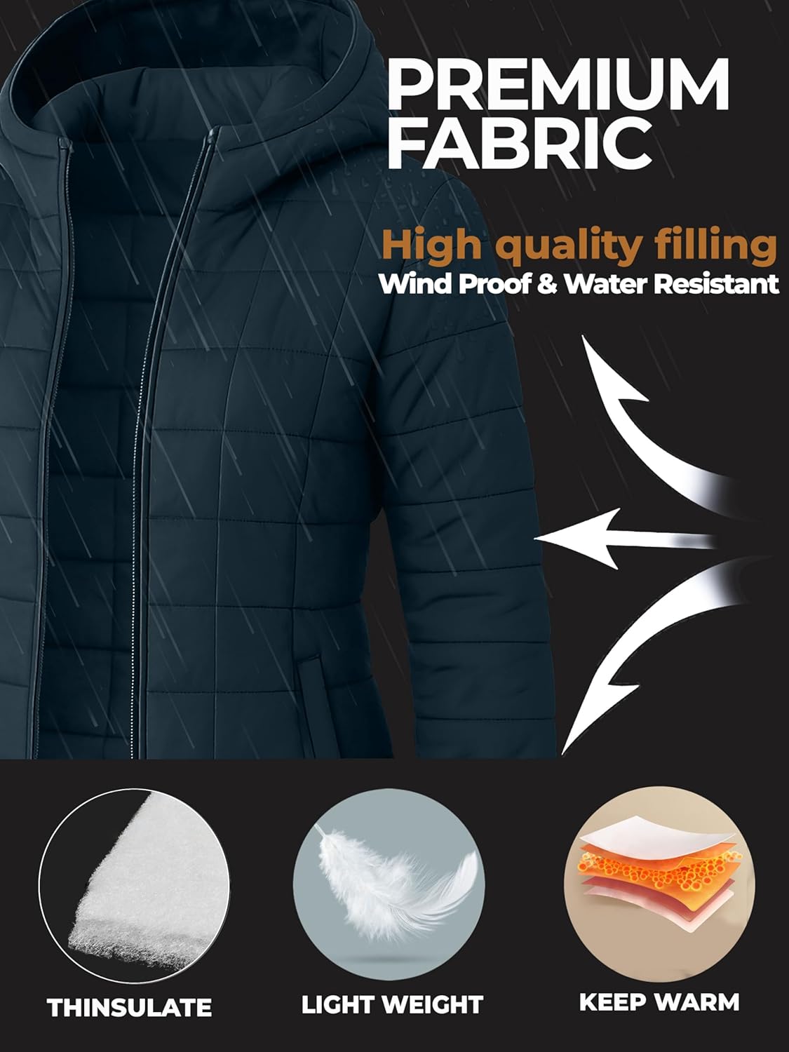 URBAN BUCK Packable Puffer Jacket Women with Hood – 32 Degree Lightweight Quilted Winter Puff Foldable Jacket for Women - Image 5