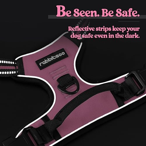 Vista 107 de rabbitgoo - Arnés antitirones para perro grande, con 2 aros para correa, acolchado suave, ajustable, tela Oxford, reflejante, no asfixia, chaleco