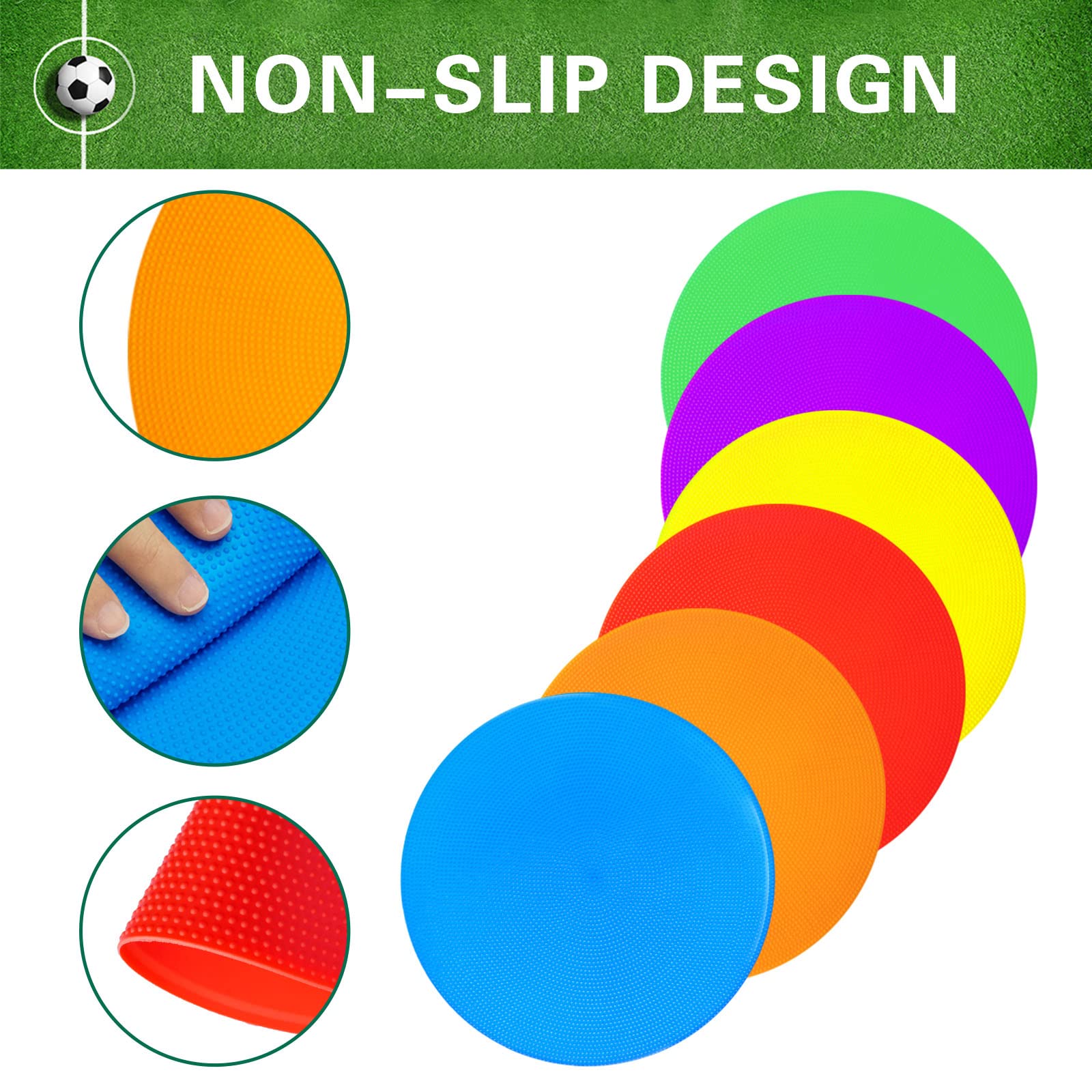 Lot de 12/24 marqueurs en plastique antidérapant de 10,2 cm/22,9 cm - Marqueurs d'entraînement d'agilité - Cônes pour football, basket-ball, football, école, exercice, gym, danse, pratique - 6