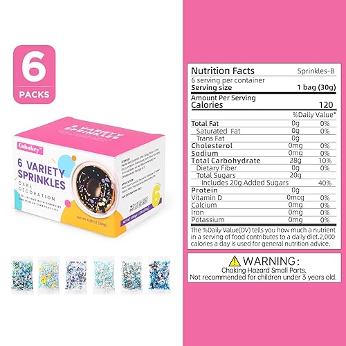 Miniatura 6 de Gránulos para decoración de pasteles, cupcakes, galletas, decoración de helado, 6 paquetes de chispas azules, copos de nieve de invierno, seis