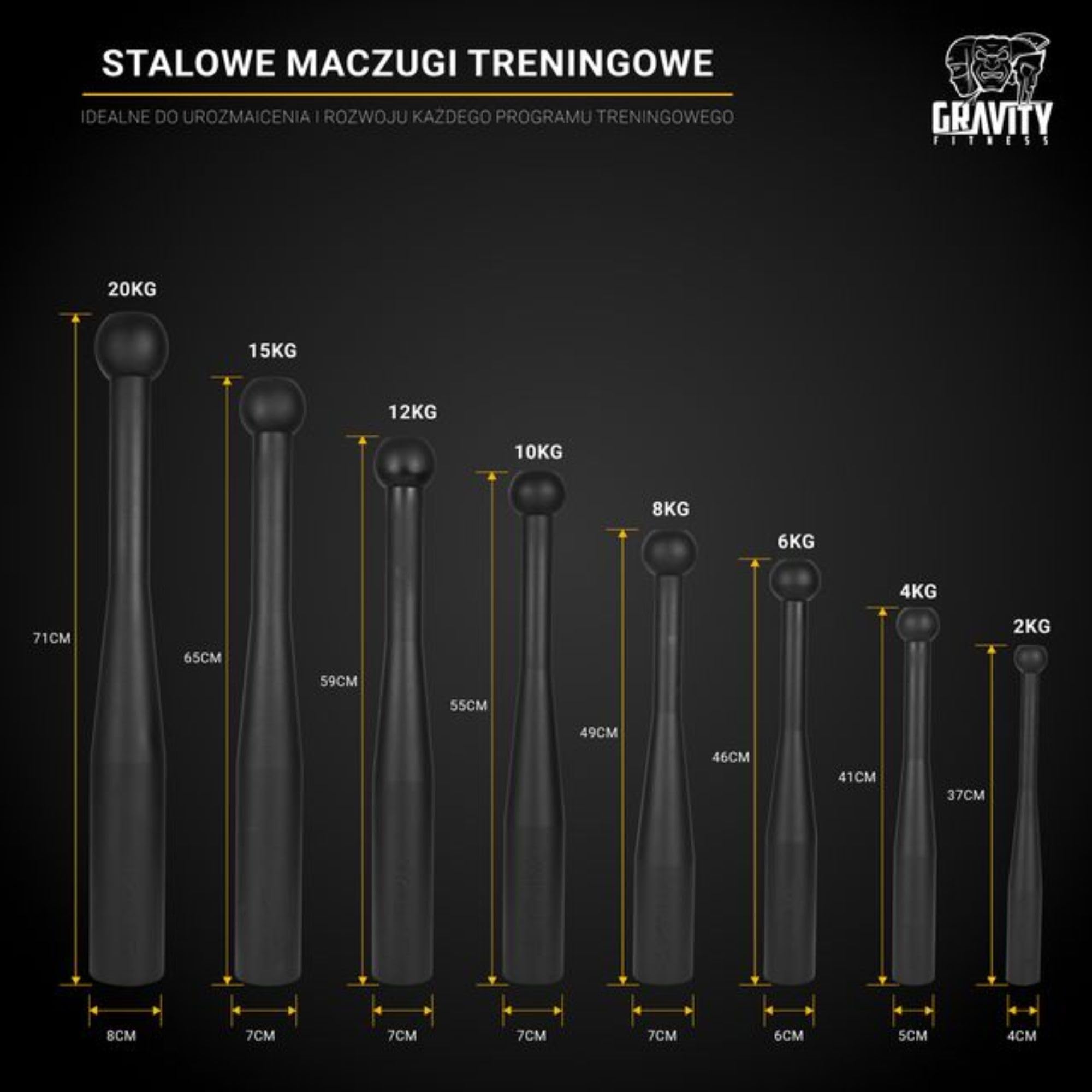 Gravity Fitness Stalowe kluby indyjskie, żeliwne kluby