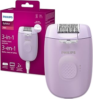 Philips Epilator Series 4000, 3-in-1 with Shaver and Trimming Attachments for Women, LED Light, 2 Speed Settings, 4 Access...