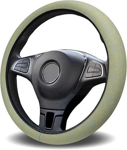 Funda para volante de automóvil, líneas doradas, geométricas, color verde salvia, elástica, esponja, elástica, funda protectora para vehículos, disponible en Yaxa Venezuela
