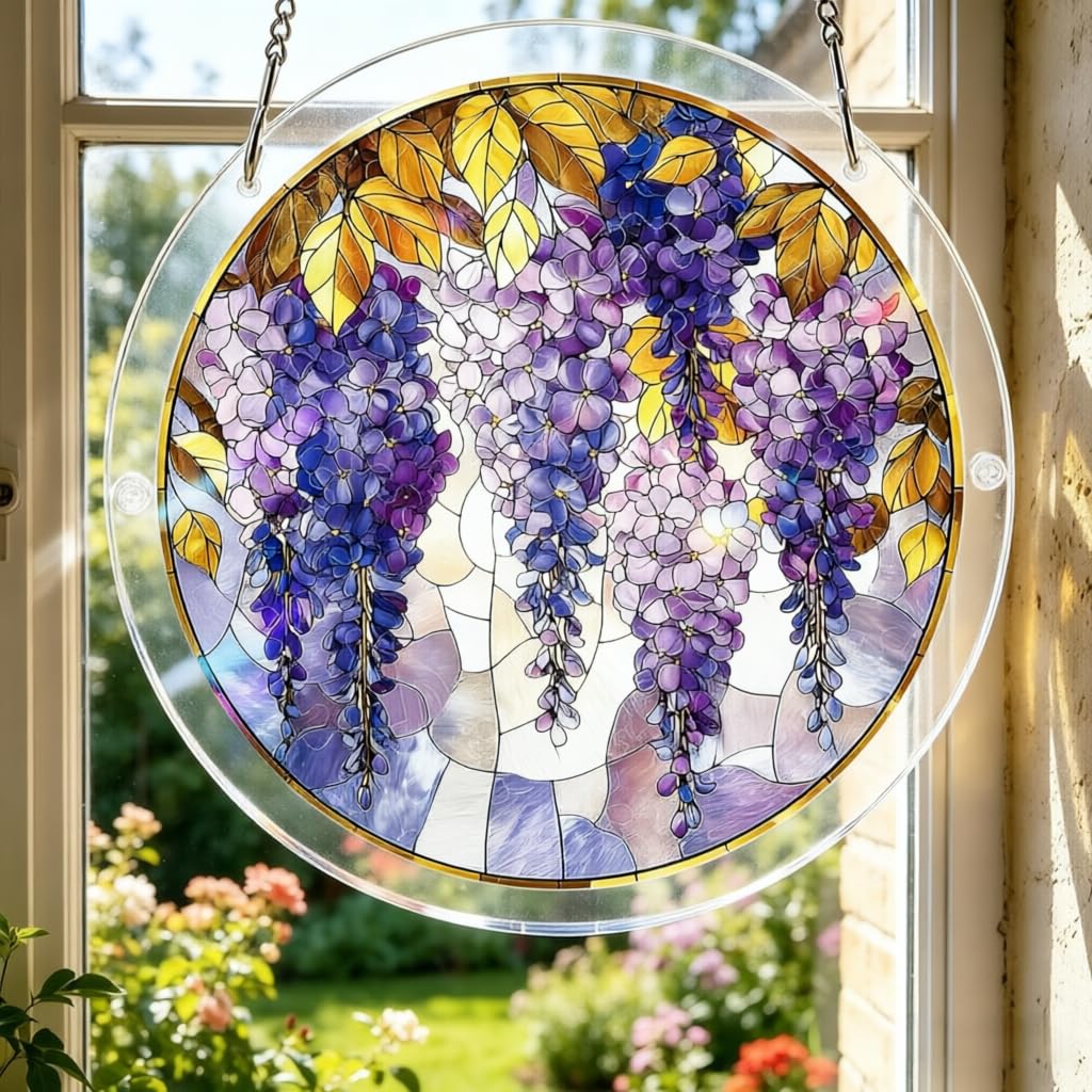 Acrylic Puzzles Sun Catcher Window Hanging, 83pcs DIY Acrylic Jigsaw Puzzle Sun Catcher Kit for Adults, Colorful Acrylics Puzzle Decoration for Women Men Mom Birthday Gift Home Garden Decor (8.2in) — view 11