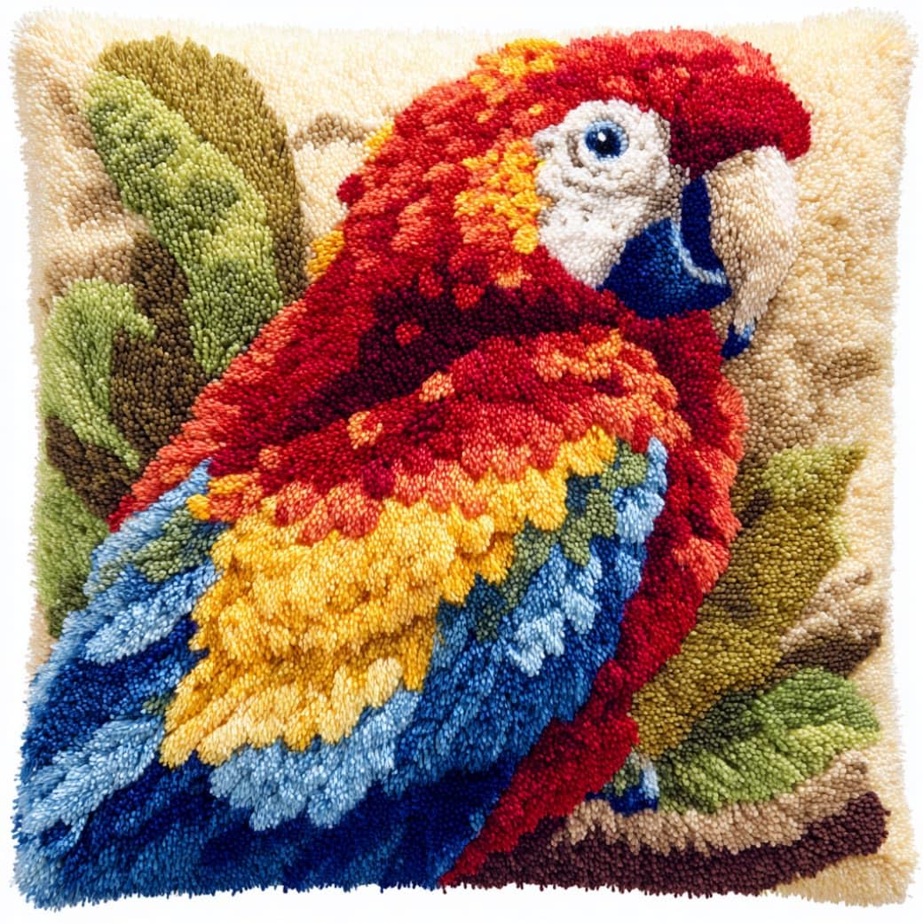 AxiangziK Latch Hook Pillow Kit,Parrot