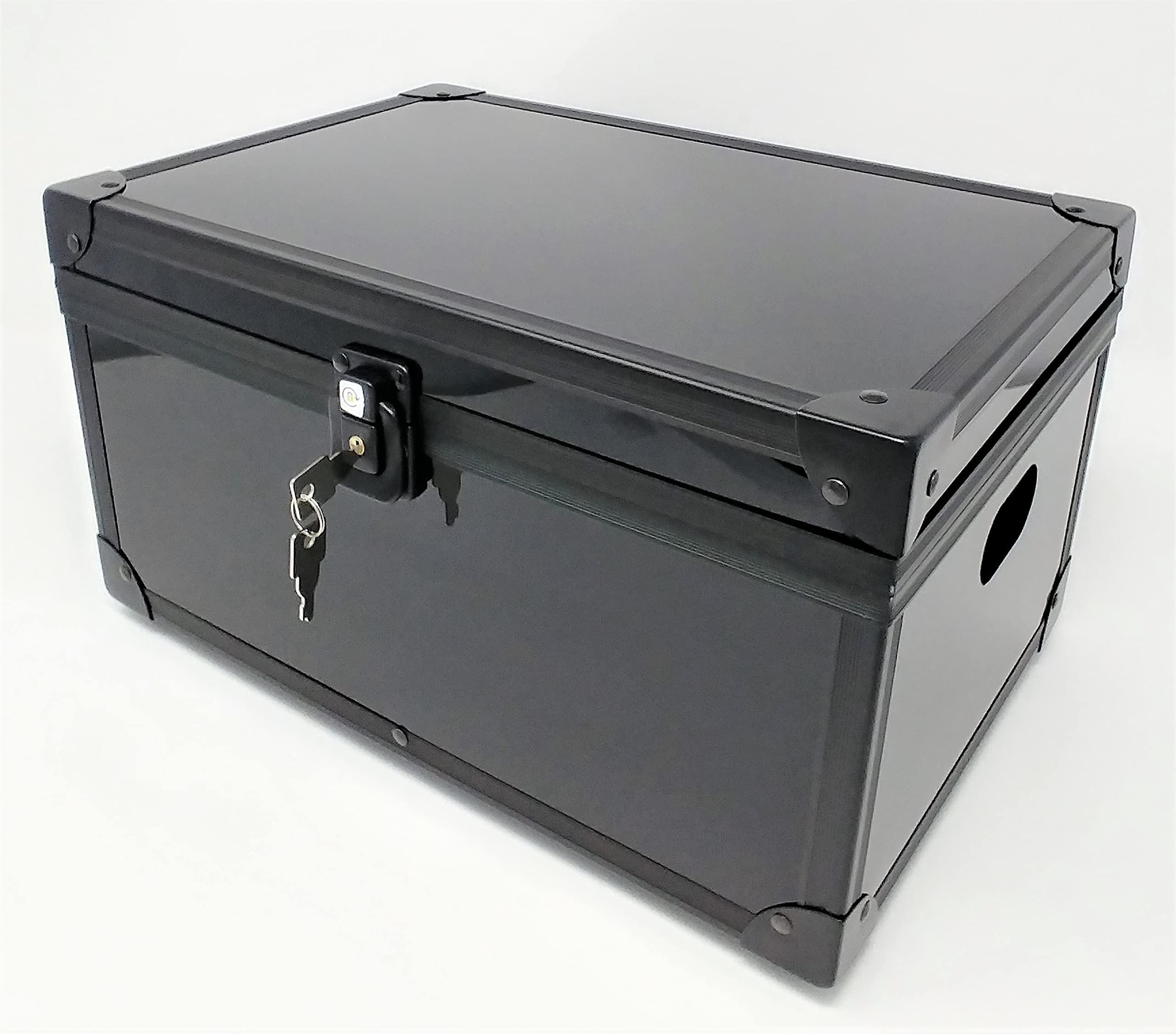 BOXULOCK Multi-use Lockable Storage Box for food, medicine, shoes, phones, tablets and games consoles. 2 keys included. (Black Duo)