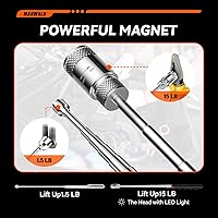 Vista 4 de Juego de herramientas de recogida magnética telescópica con bolsa portátil, linterna extensible con espejo de inspección de 360, regalos para el día