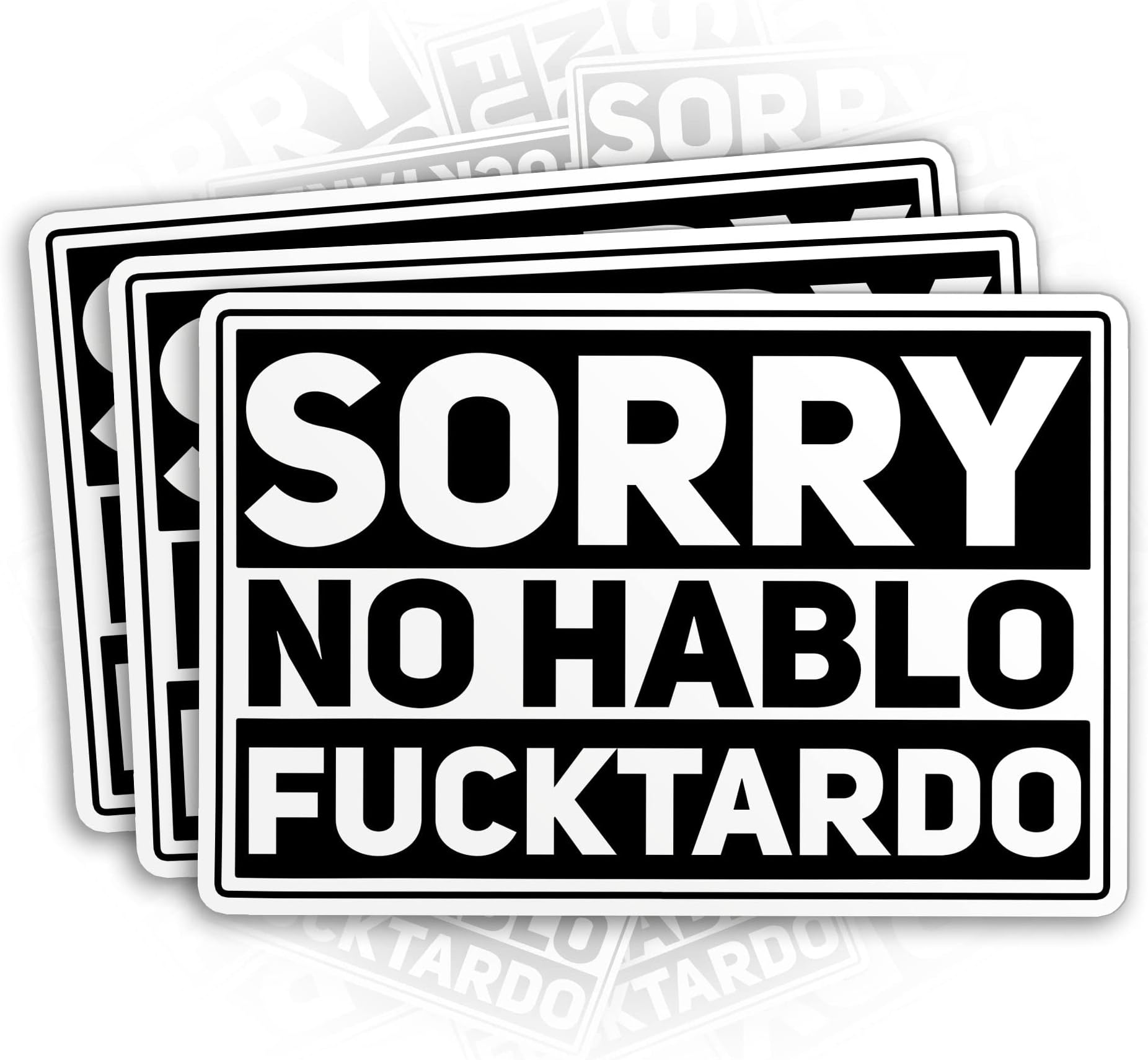 (3Pcs) Sorry No Hablo Fuctardo Sticker Funny Spanish Offensive Saying Sarcastic 2" Die-Cut Waterproof Vinyl Sticker for Hard Hat Laptop Water Bottle Phone Case Merchandise Decor Decal Stuff Birthday
