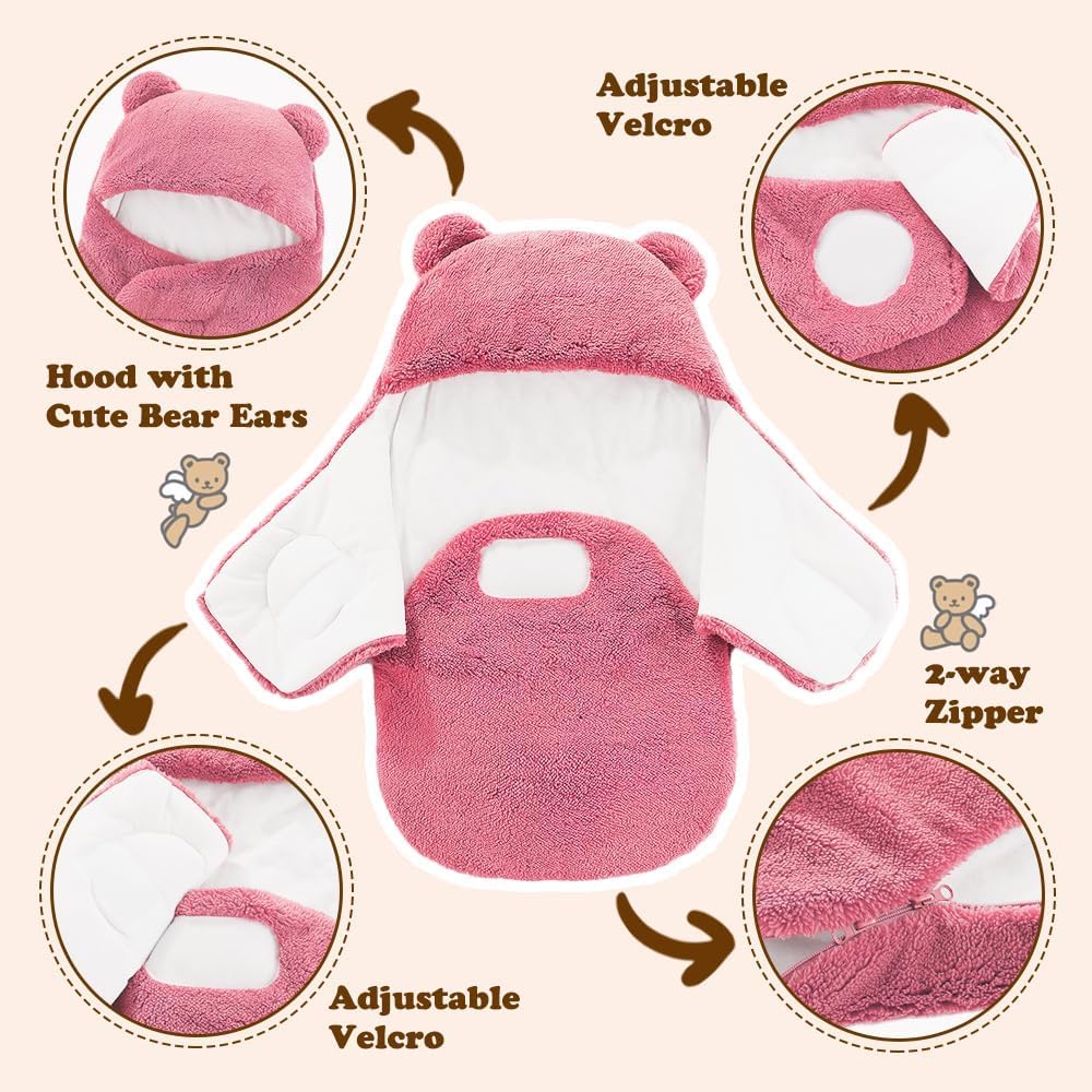 AiWMGL Baby Swaddle Blanket 3-6 Months Infant Soft Warm Sleeping Sacks Boys Girls Fleece Thicken Winter Adjustable Newborn Swaddling Wrap