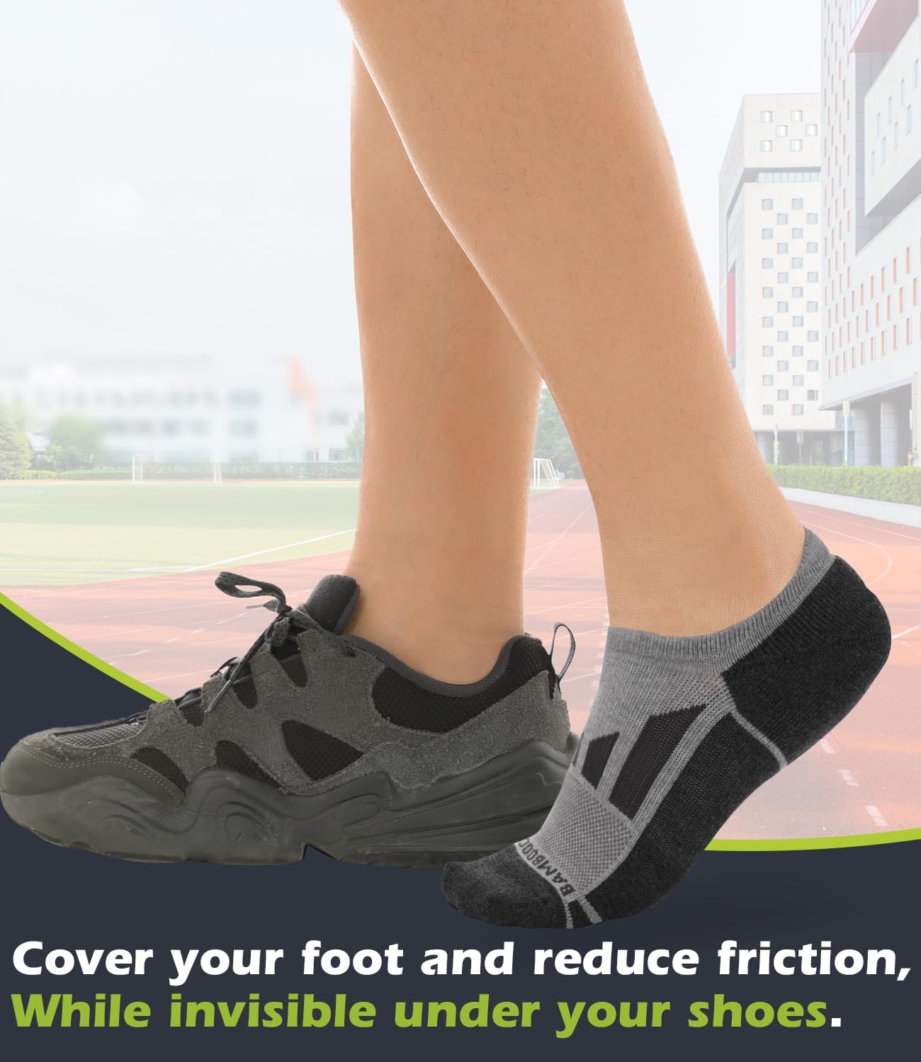 BAMBOO COOL Men's No-Show Socks Low Cut Breathable Moisture-Wicking Socks Non Slip Running Workout casual, 6 Packs - Image 2