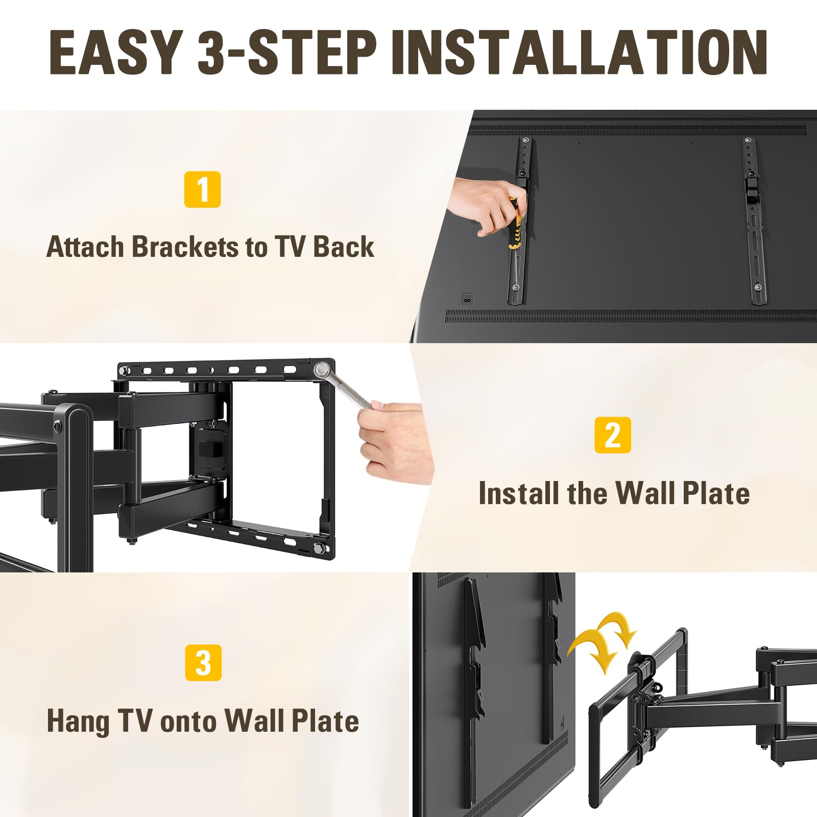 Mounting Dream Full Motion TV Wall Mount for 42-90 Inch TV up to 154lbs — Amazon image 7