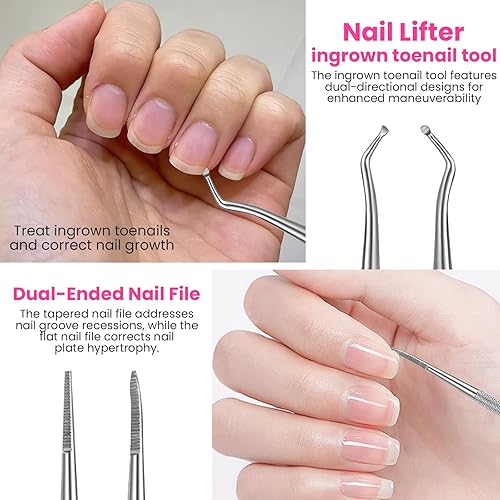 Miniatura 5 de Lima de uñas y bloques de pulidor con kit de preparación de uñas, recortadora de cutículas de 0.197 in, cortador de cutícula, empujador de