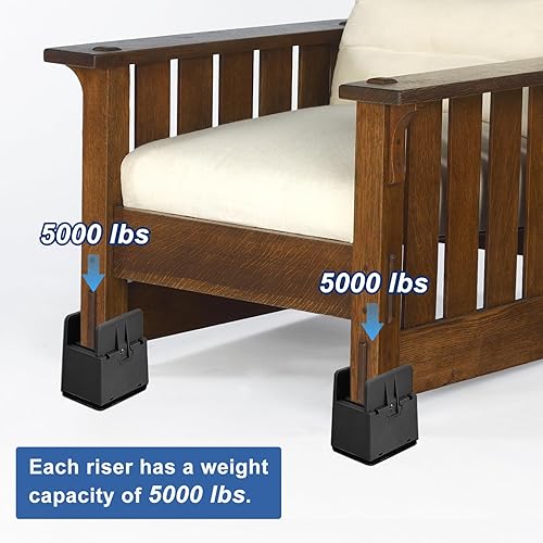 Miniatura 4 de uxcell Elevadores de cama de 4 pulgadas con abrazadera de tornillo ajustable, 4 elevadores de muebles para cama, escritorio, sofá, mesa, apto para