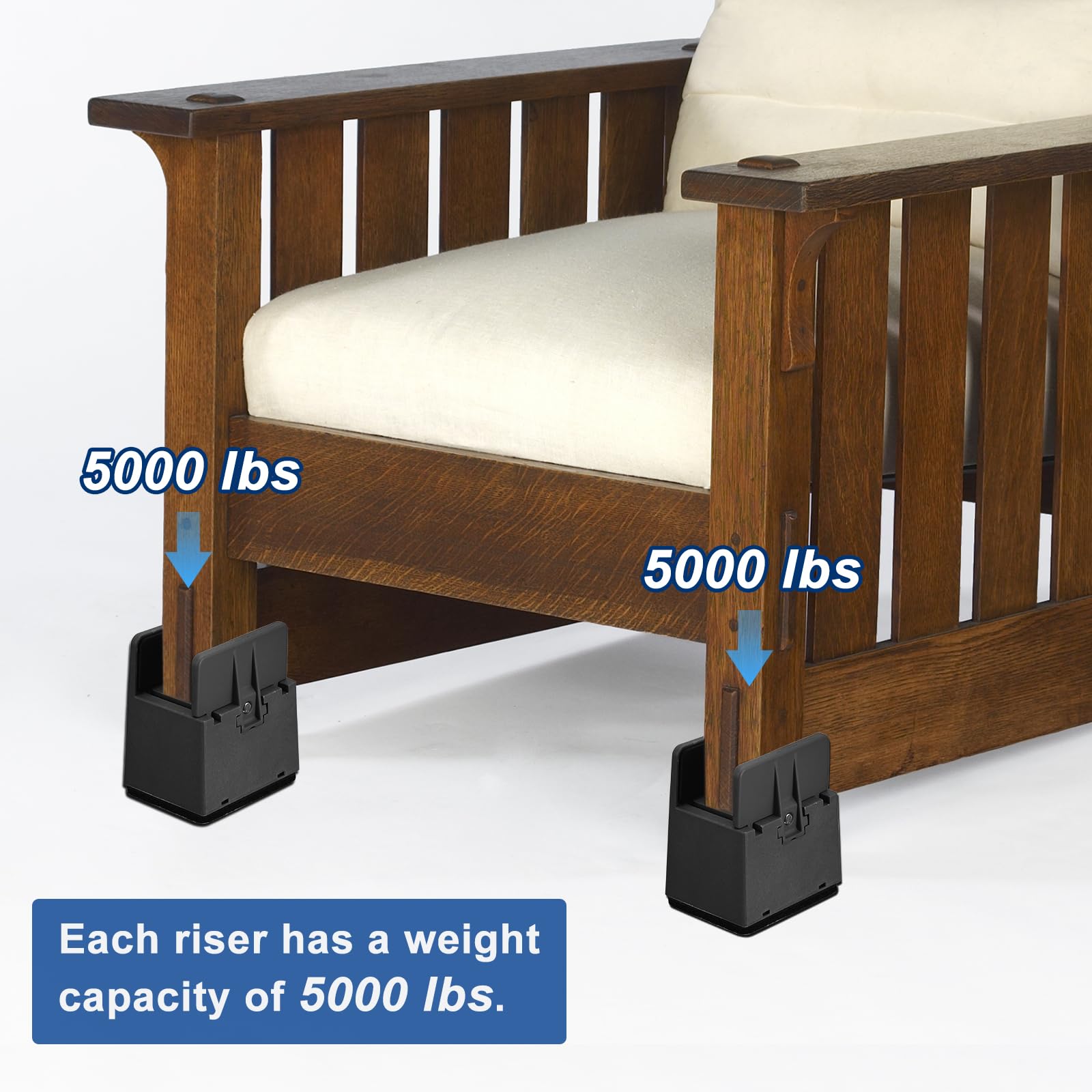 uxcell Elevadores de cama de 4 pulgadas con abrazadera de tornillo ajustable, 4 elevadores de muebles para cama, escritorio, sofá, mesa, apto para muebles de grosor de 0.4 a 1.97 pulgadas, soporta
