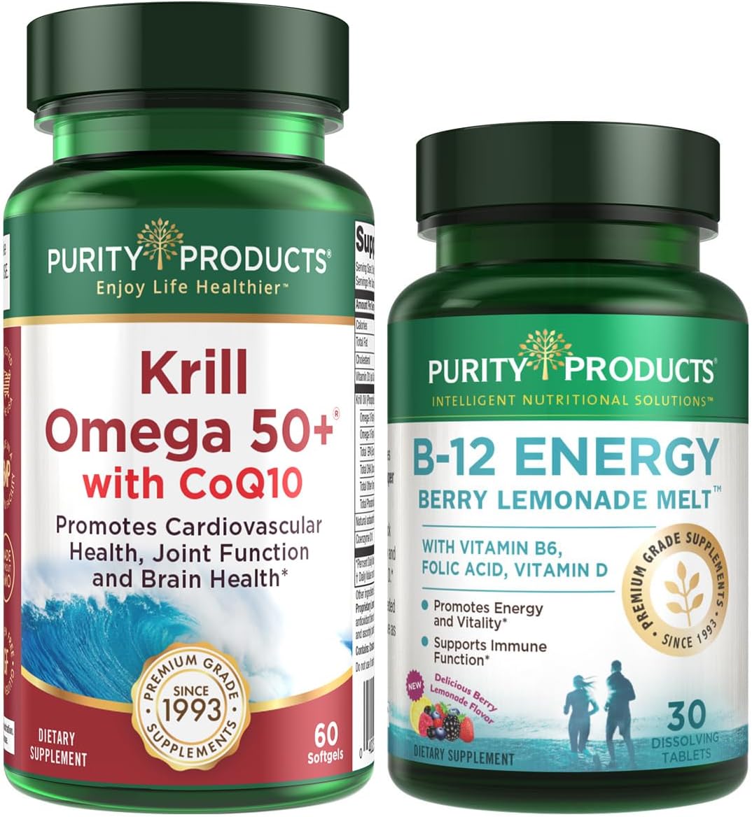 Purity Products Paquete Krill Omega 50+ con CoQ10 + B12
