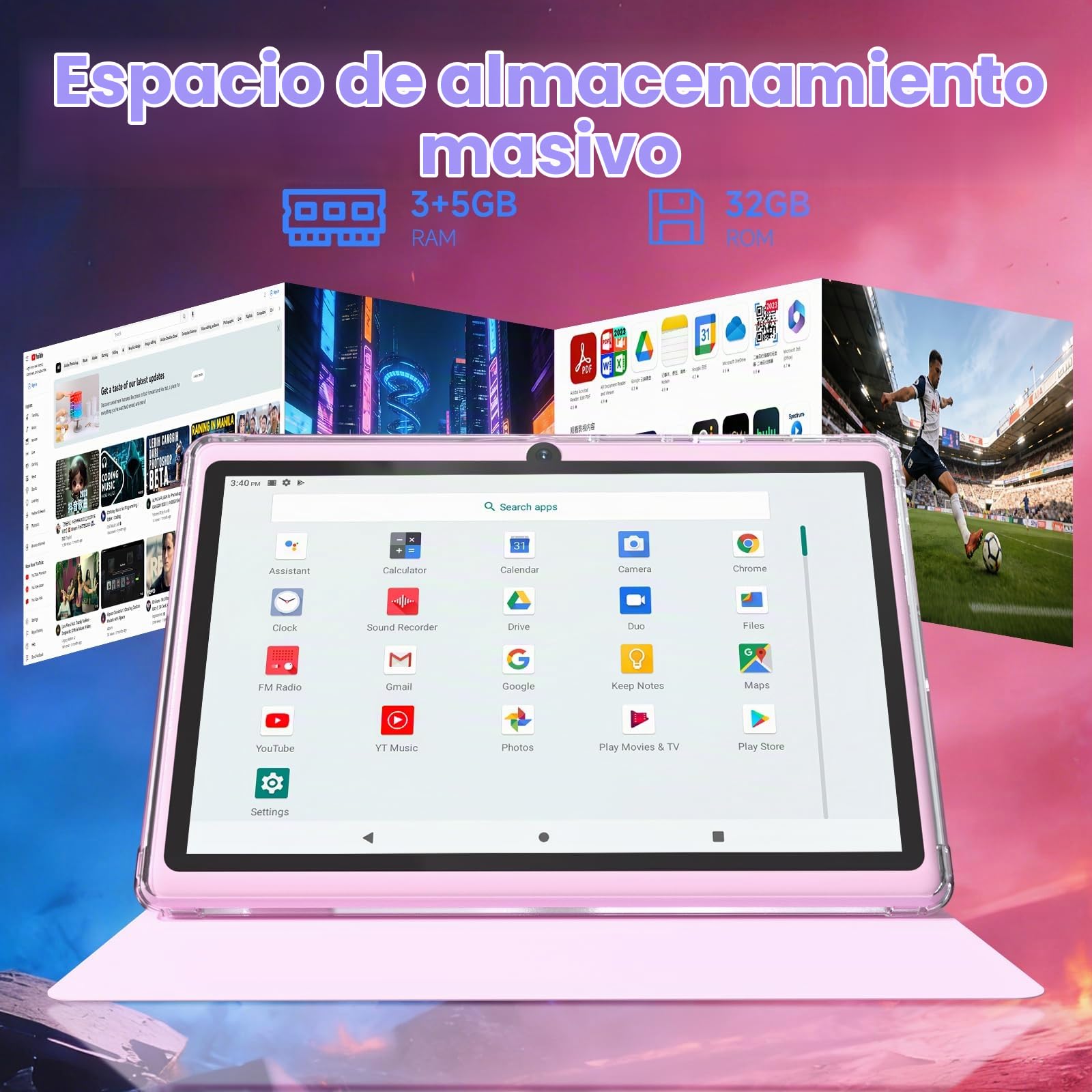YQSAVIOR Tablet de 7 pulgadas | Android 14 | Tablet con funda protectora | 8GB+32GB+2TB Expandir | Pantalla amigable con los ojos | Cámara dual | WiFi 2.4G+5G | Widevine L1 | Educativo | Juegos | Rosa