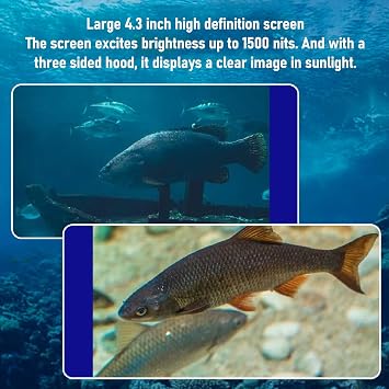 Underwater Fishing Camera, Fish Finder Underwater Video Camera with 5MP 1080P 195 Wide Angle 4.3 Inch Screen 50m Cable 8-10H Battery for Ice Lake Sea Boat Kayak