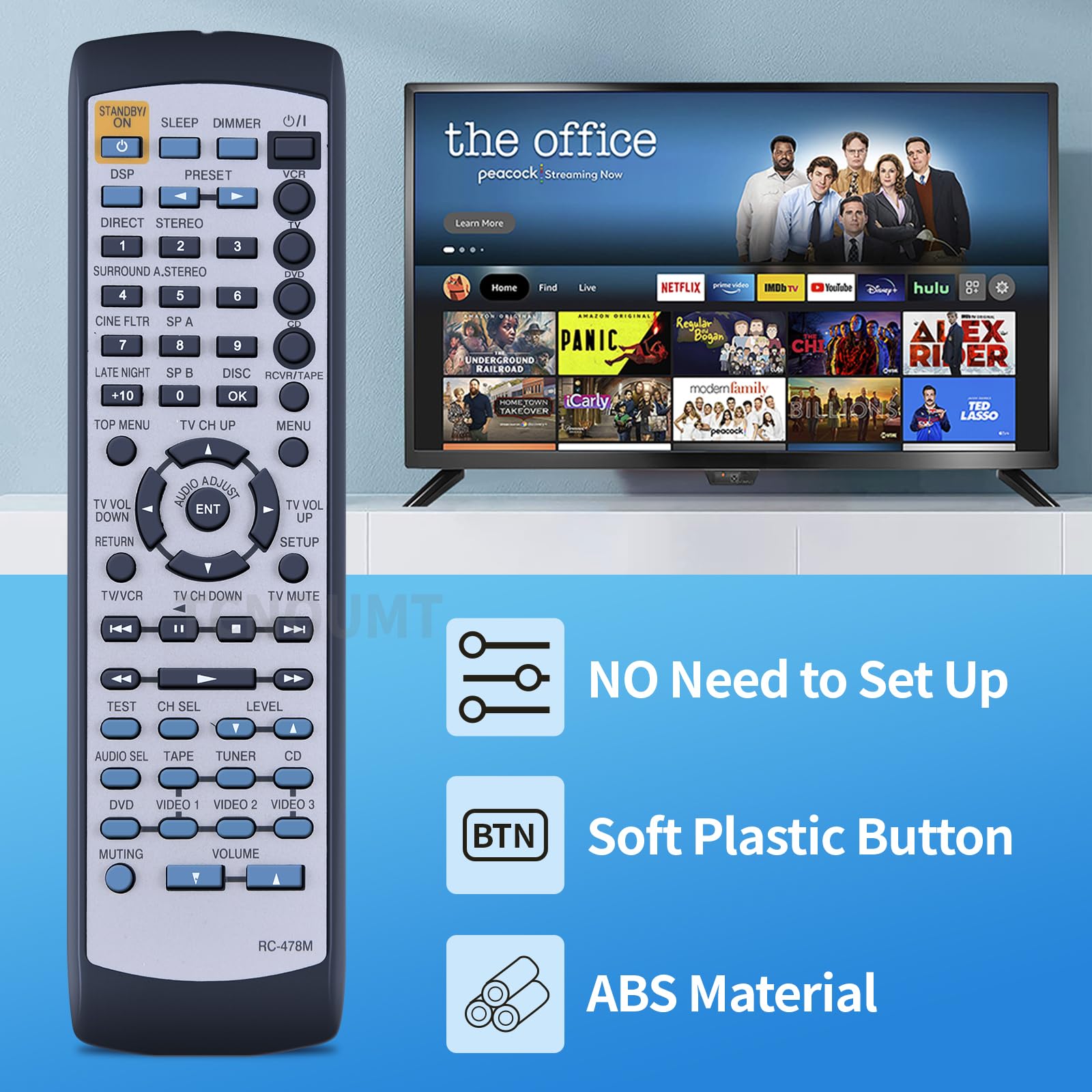 Télécommande De Remplacement Pour TV ANDRINO AN32H01 AN43U01 Etc. - Capteur Infrarouge - Sans Programmation - Compatible Plusieurs Modèles - 5