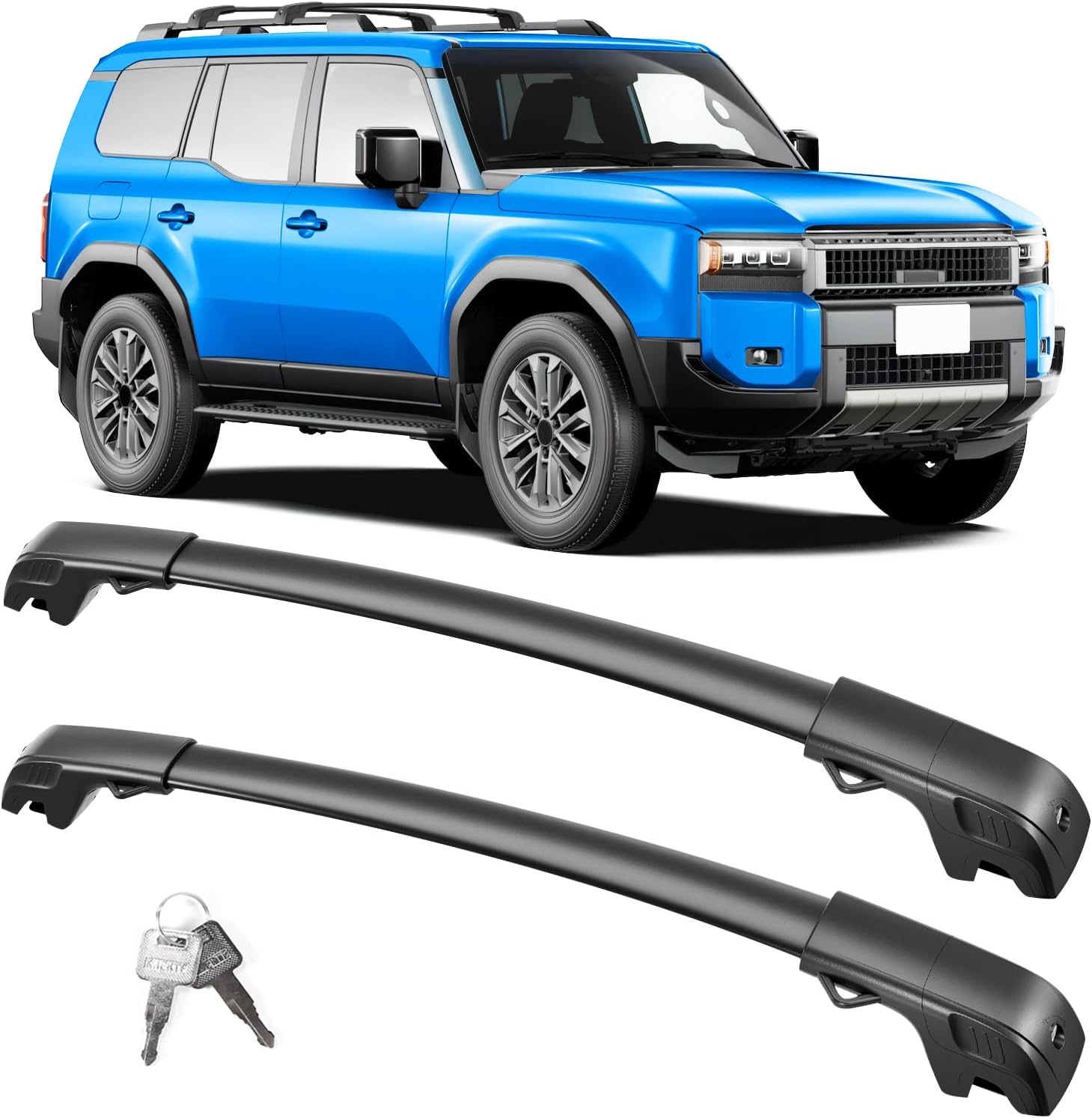FengYu Lockable Roof Rack Cross Bars Compatible with 2024-2026 Toyota Land Cruiser 250 & 2024-2026 Lexus GX550 with Raised Side Rails, Heavy Duty Aluminum 220lb Roof Rails Crossbars Cargo Bars Compatible with Land Cruiser/Lexus GX550 24-25