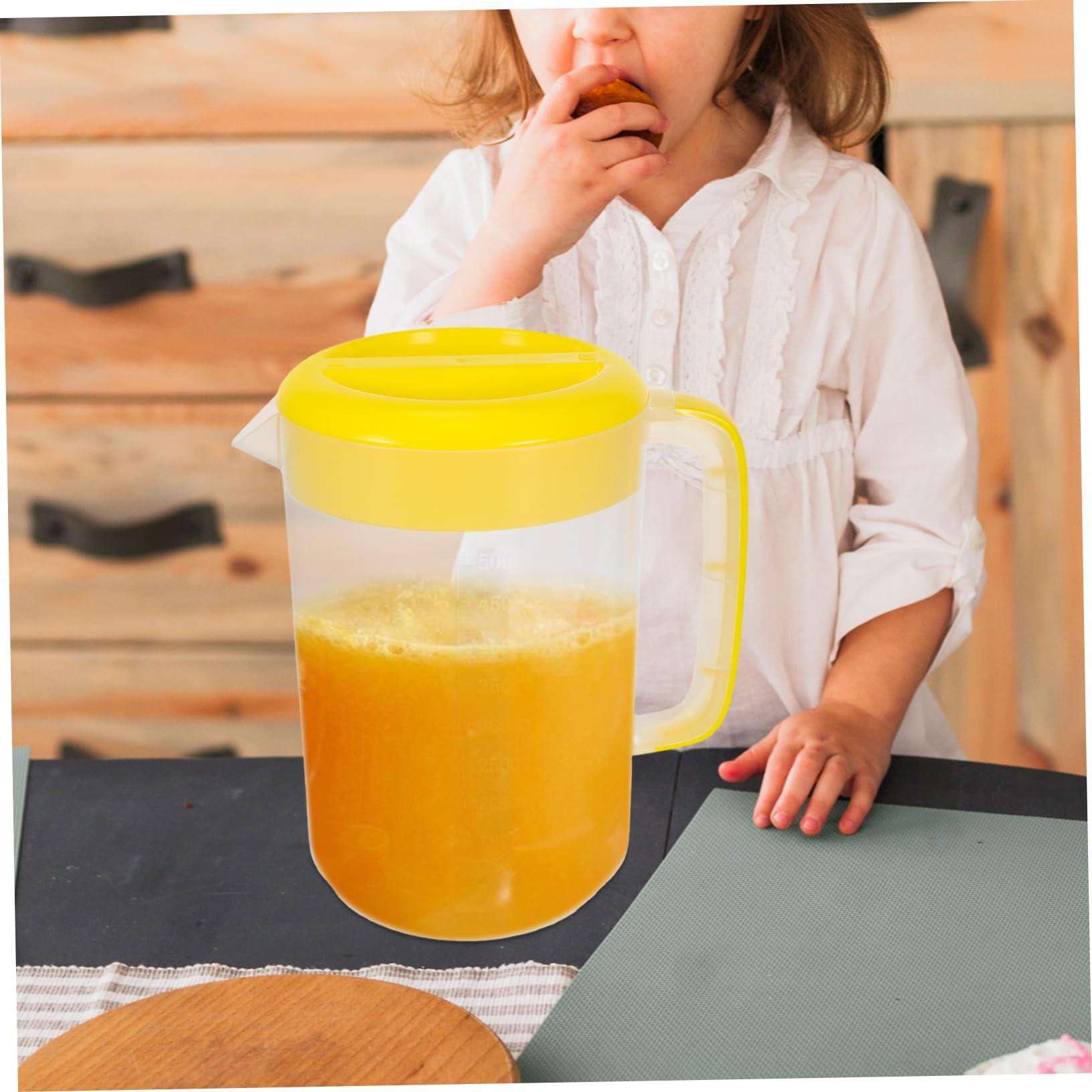 Alipis Jarra de Agua de Plástico Amarillo con Tapa, Gran Capacidad y Marcas de Medición, Ligera para Camping y Almacenamiento en Nevera, Paquete de 2 Unidades