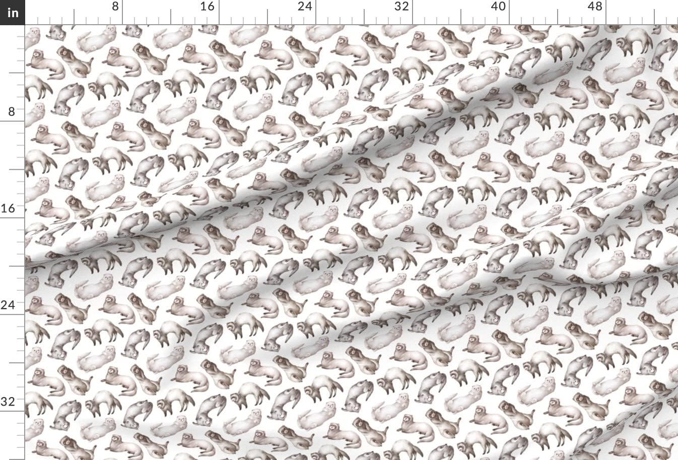 Spoonflower Fabric - Ferrets Neutral Brown White Animal Lover Otter Printed on Minky Fabric by The Yard - Sewing Baby Blankets Quilt Backing Plush