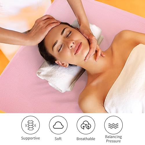 Miniatura 3 de HOMBYS Cubrecolchón de espuma viscoelástica para cama de masaje con funda extraíble, cubrecolchón de mesa de masaje rosa con bandas elásticas, solo