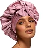 Silk Bonnet for Women, Satin Bonnet for Sleeping, Large Sleep Cap with Elastic Tie Band for Curly Hair