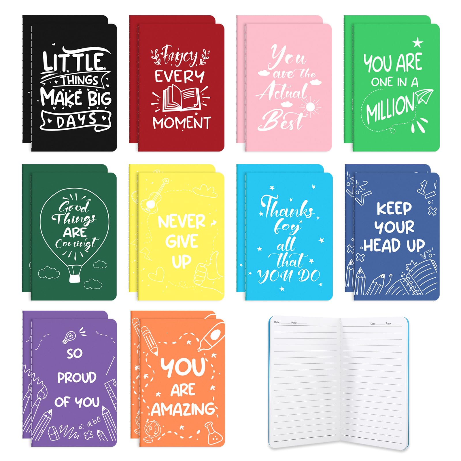 Yoosso 20Pcs Mini Notebooks for Party Bags, 5.5 X3.5inch Colorful Pocket Notebook Bulk Graduation Gifts For Writing Memos Diary Making Plans,32 Pages(16 Sheets โ image 1