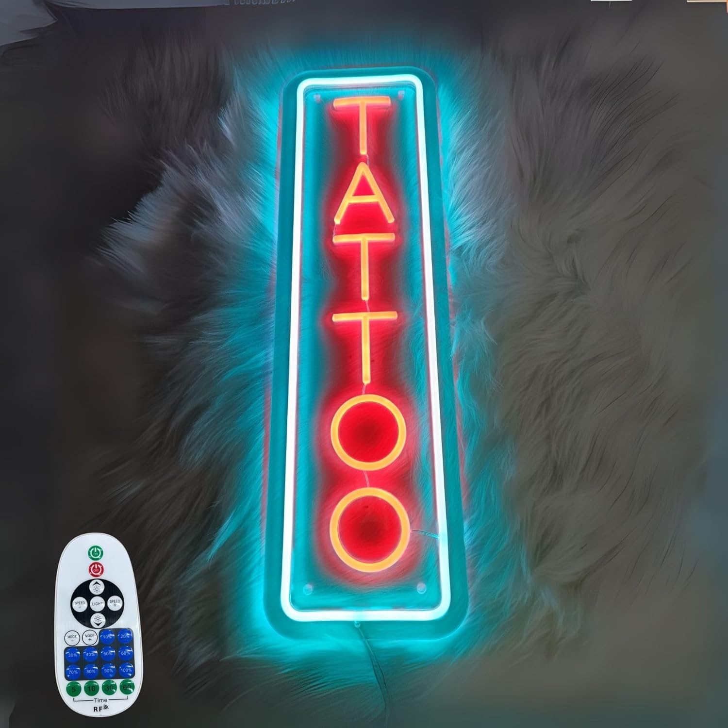 Neon Tattoo Sign (LARGE-24x7'') Tattoo Neon Sign Tattoo decor Studio gift ideas Tattoo wall decor Tattoo signs decor Shop sign open (24'' Height, TATTOO)