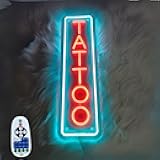 Neon Tattoo Sign (LARGE-24x7'') Tattoo Neon Sign Tattoo decor Studio gift ideas Tattoo wall decor Tattoo signs decor Shop sign open (24'' Height, TATTOO)