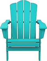 Vista 320 de KINGYES - Silla Adirondack plegable, sillas de patio de polietileno de alta densidad para todo tipo de clima, silla de césped con textura de madera