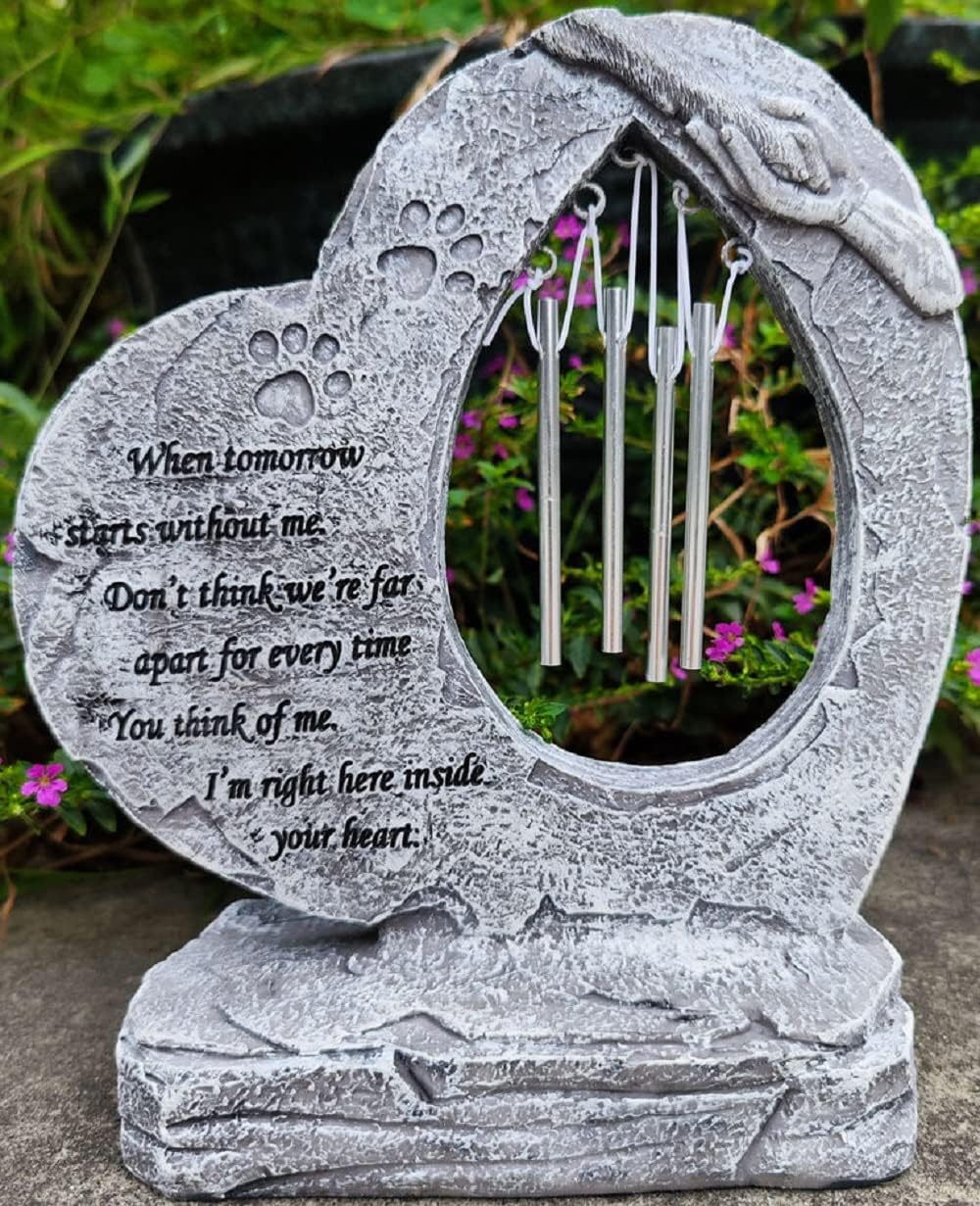 Paw Print Pet Dog Memorial Stone, Heart Shaped Dog Pet Grave Marker