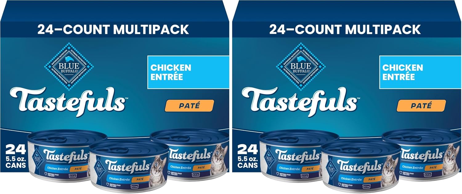 Blue Buffalo Tastefuls Natural Pate Wet Cat Food,Chicken Entrée 5.5-oz cans,(Pack of 48)