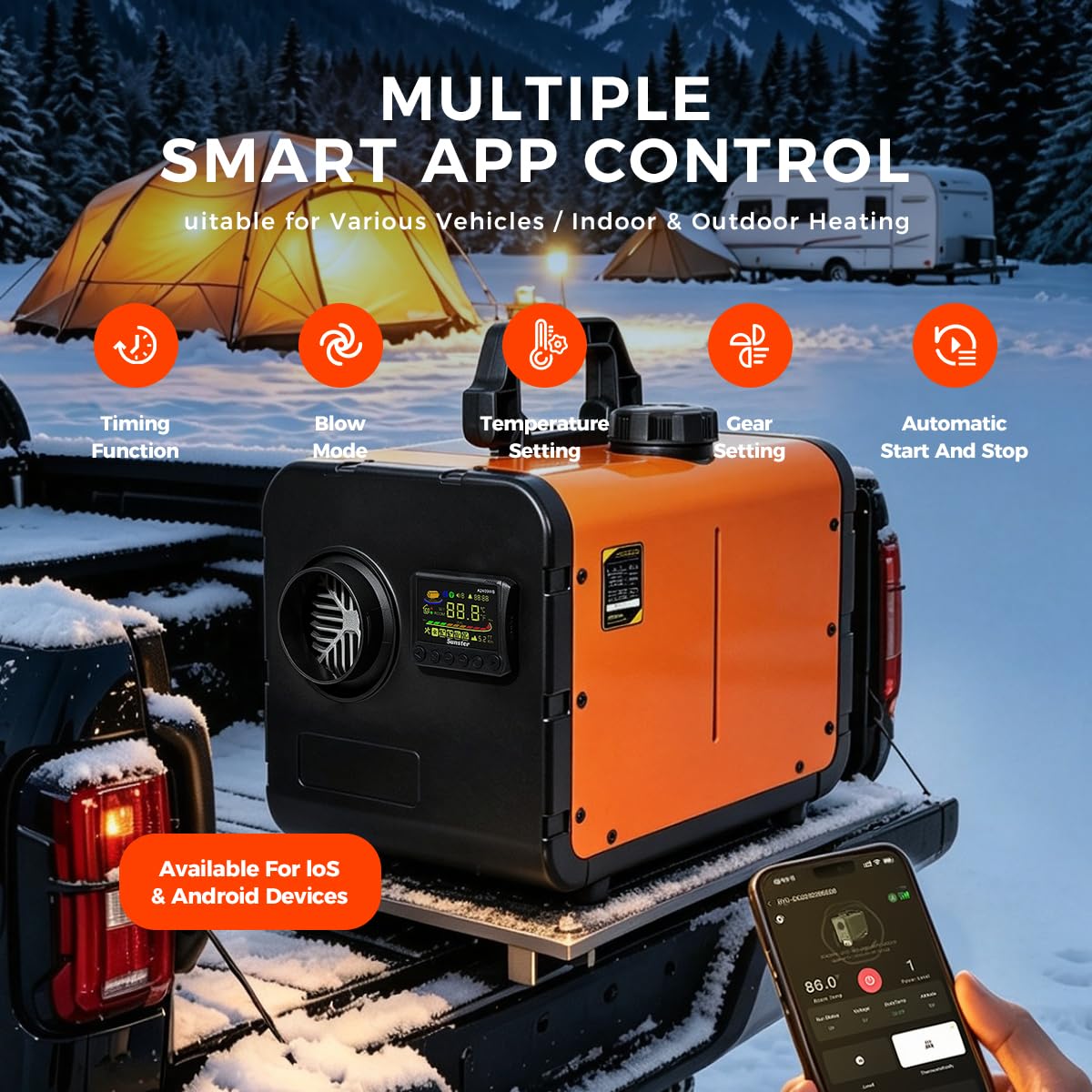 Sunster 8KW Diesel-Lufterhitzer All-in-One mit WLAN & APP Steuerung, Standheizung für Wohnmobil LKW Camper, leise Ölpumpe, 5L Tank, 12V/24V & 230V Netzbetrieb, schnelle Warmluftheizung(TP W1)