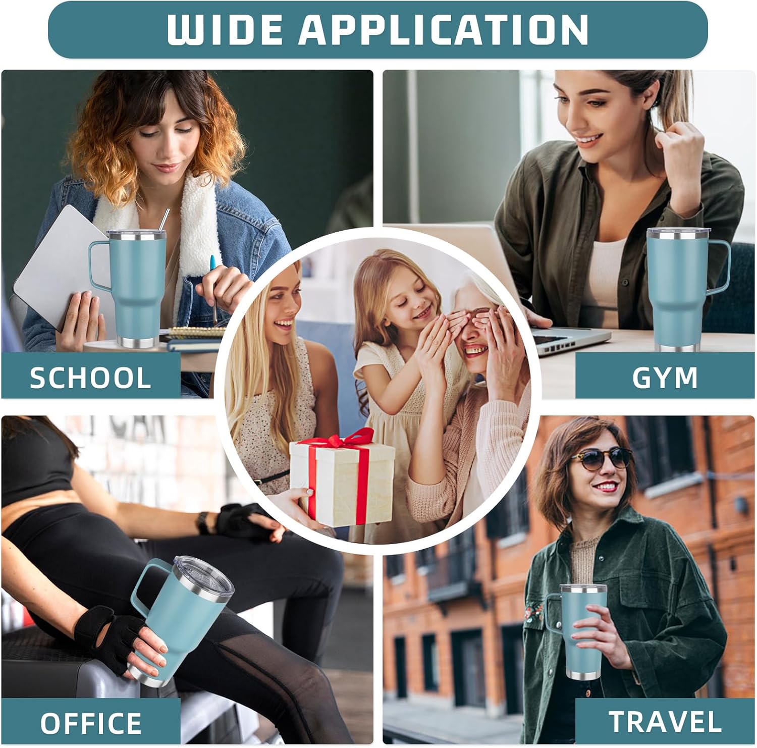 20 oz Tumbler with Handle Stainless Steel Insulated Coffee Mug Tumbler with Lid and Straw Double Wall Vacuum Insulated Coffee Mug Leak Proof Travel Tumbler for Hot and Cold Drink (Azure Blue,1pack) - Image 7