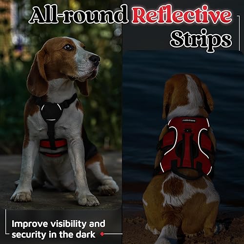 Miniatura 8 de rabbitgoo Arnés para perro a prueba de escapes, arnés suave acolchado de cuerpo completo para mascotas, chaleco reflectante ajustable sin tirones