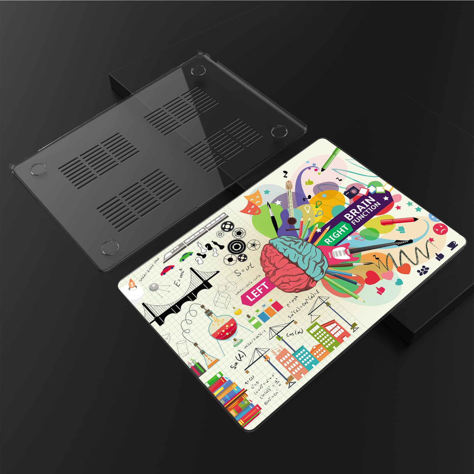 Compatibile MacBook Air 13.6 pollici Custodia 2022-2025 Modello di rilascio A3240 M4 A3113 M3 A2681 M2, custodia rigida per laptop con motivo stampato per MacBook Air 13.6, Cervello creativo