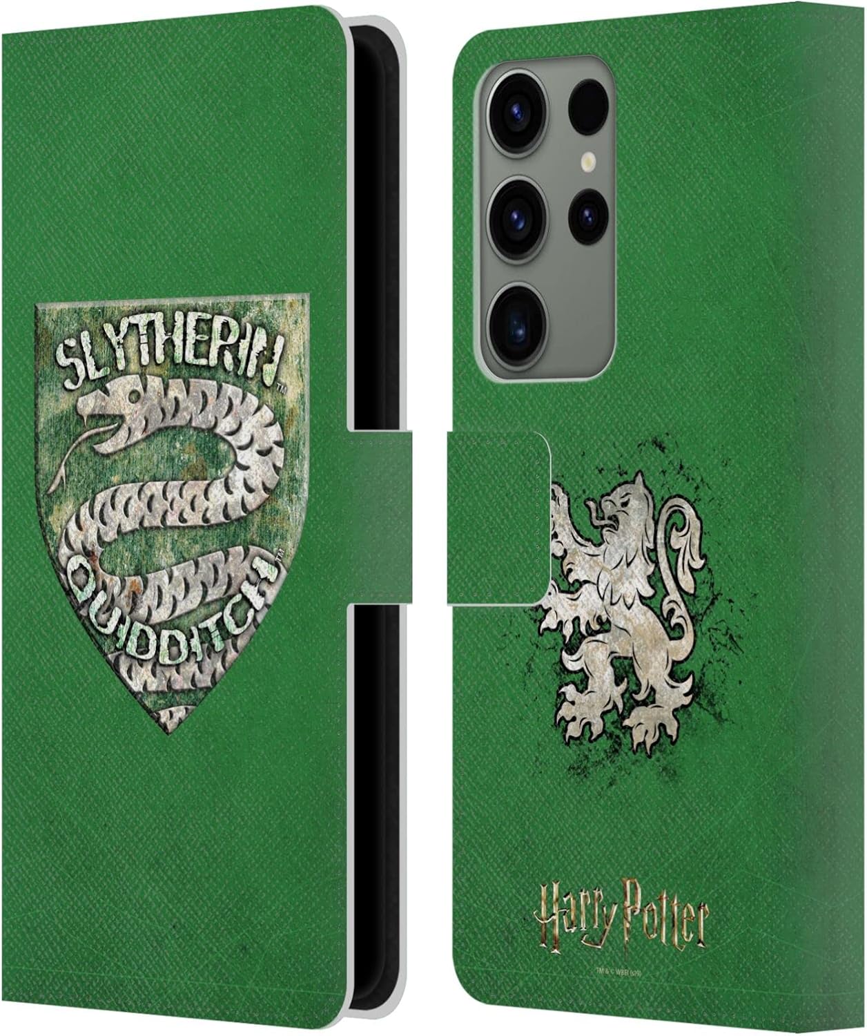 Head Case Designs Officially Licensed Harry Potter Slytherin Quidditch Badge Prisoner of Azkaban V Leather Wallet Case Compatible with Samsung Galaxy S23 Ultra 5G