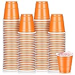 Roshtia 100 Pack 2 oz Christmas Plastic Shot Cups, Mini Disposable Shot Glasses 2 oz Party Cups for Wedding Christmas Winter Party, Beer Taste Serving, Snacks(Orange)