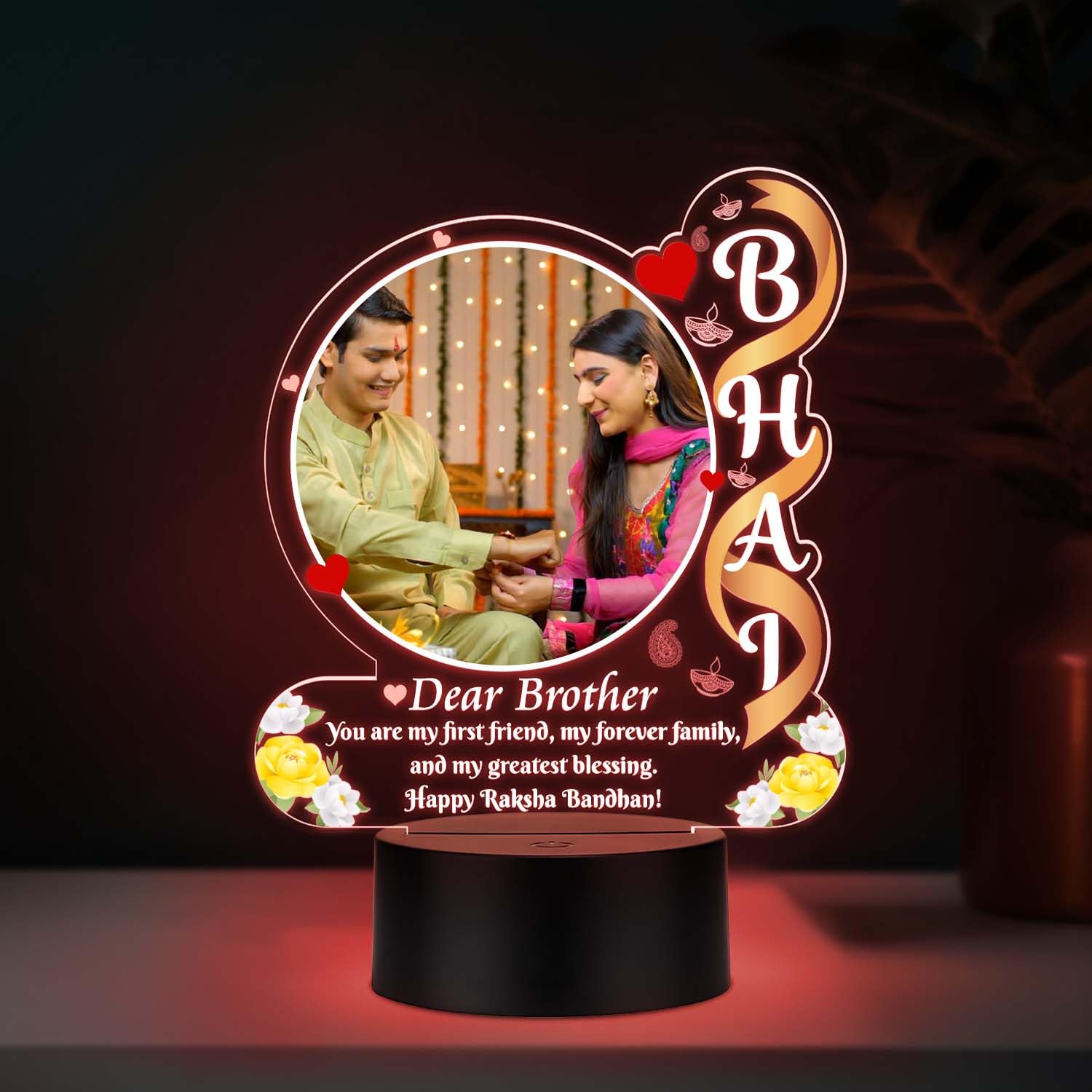 Rakhi Gift for Bhai | Dear Brother Personalized Photo Led Lamp with 7 Color Changing Light & USB Powered | Custom Raksha Bandhan Gift for Brother | Bedroom Bedside Decor-image-28