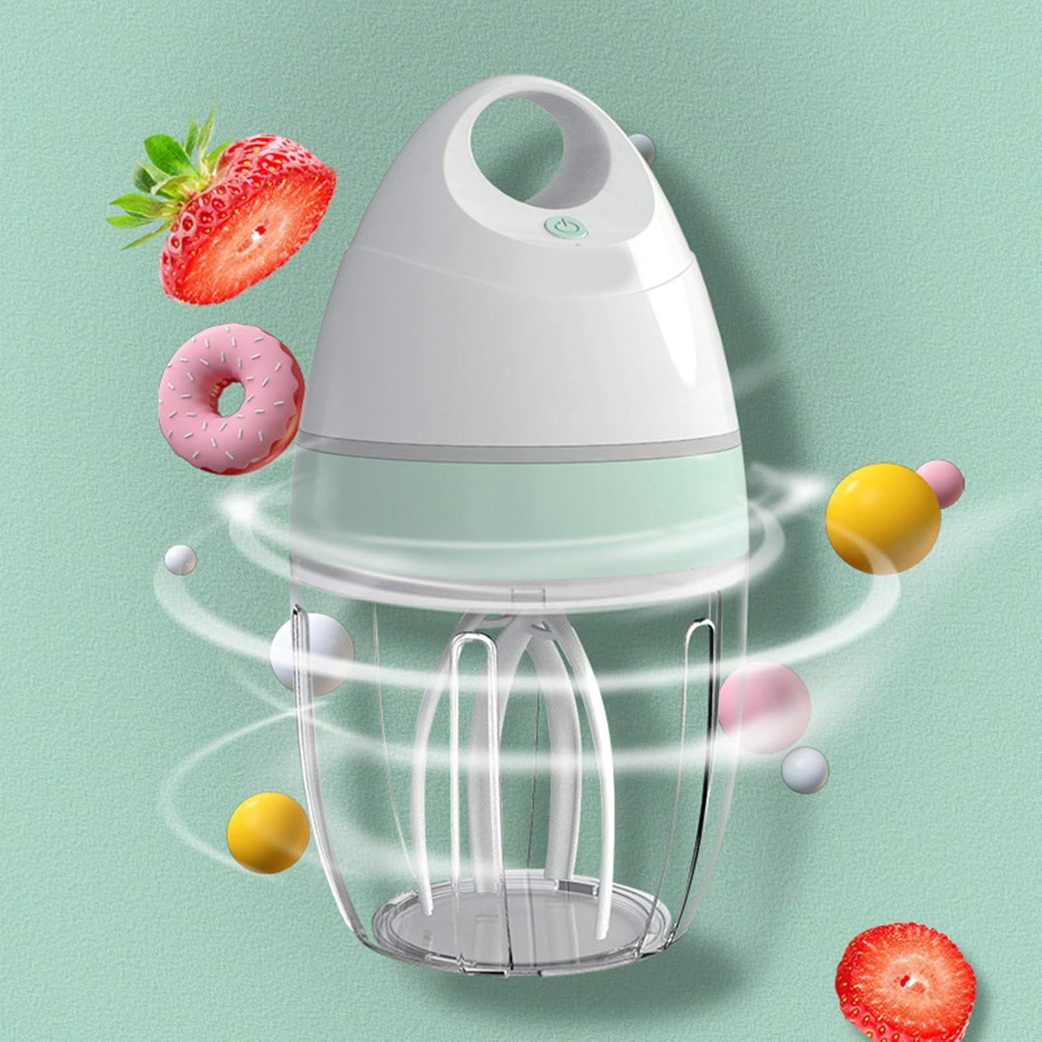 900ml Electric Blender Mixer for Cream Ice Cream Cake 32dB Low Noise 4 Stick Egg Beater Hands Free One Button No Splashing Design Fast Mixing Baking Tool for Home Kitchen