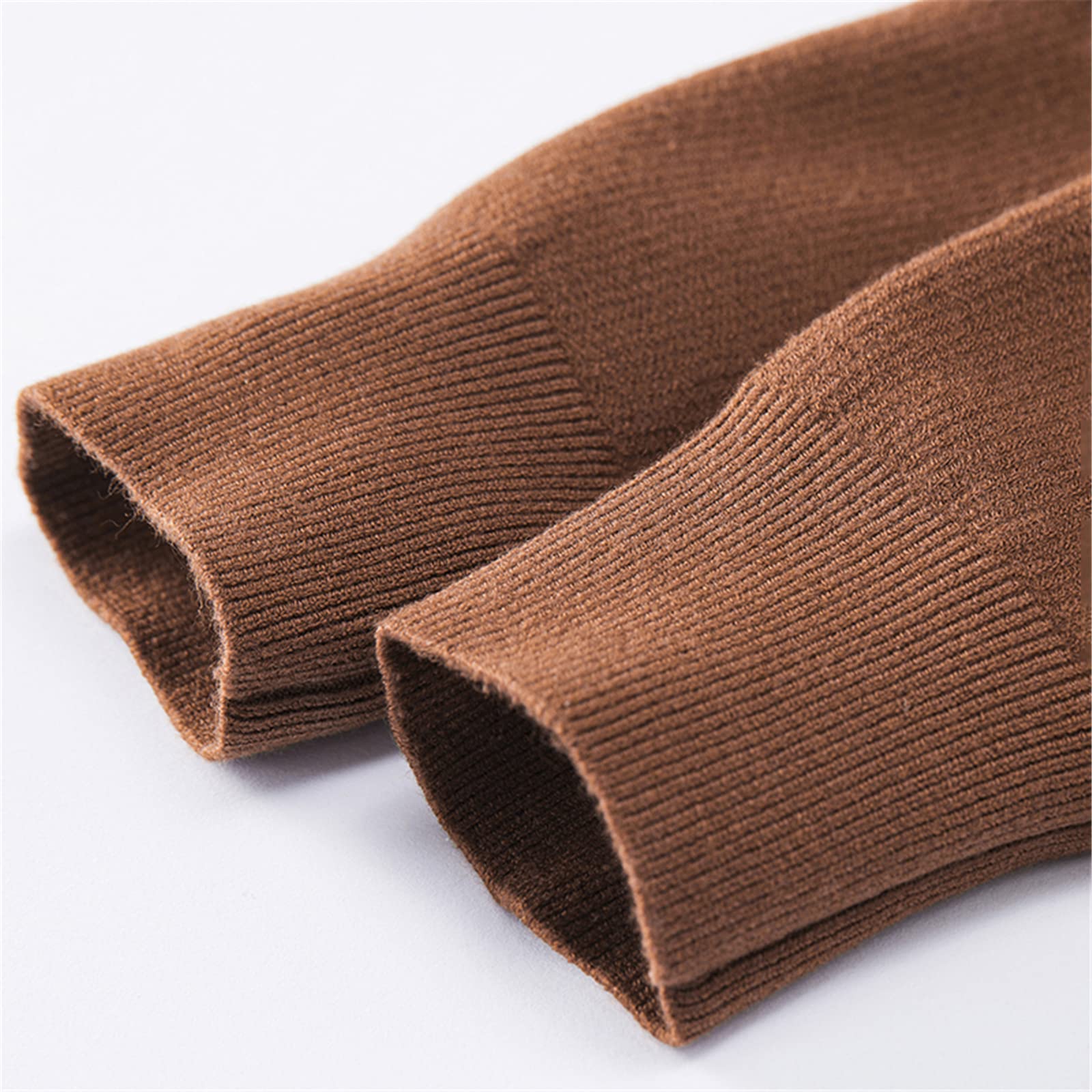 Męski ciepły sweter z golfem solidny modny sweter na co dzień gruby sweter, Brązowy, XL