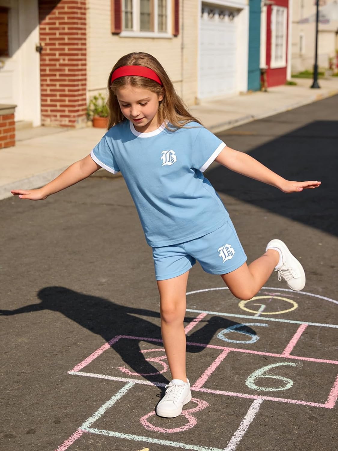 Size 7-14 Girls 2 Piece Summer Heart Print Short Set Teen Girl Outfits Girls Clothing Set - Image 7