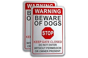 2-Pack Warning Beware of Dogs Keep Gate Closed 12 x 8 Inch Signs