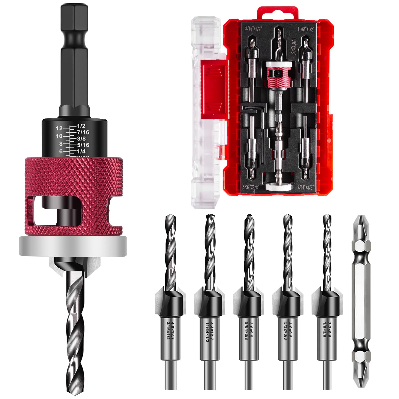 Countersink Drill Bits Set - 7 Pieces M2 HSS -1