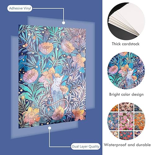 Miniatura 3 de AKBOK 9 pósteres de gatos y flores, arte botánico de gato, carteles de naturaleza, arte para decoración del hogar, amantes de los gatos, entusiastas